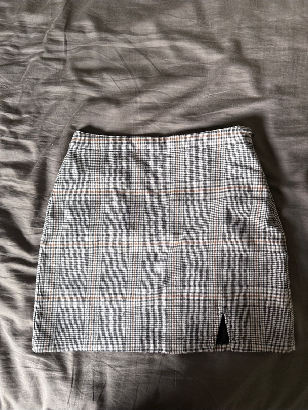 Abercrombie & Fitch Gray Plaid Mini Skirt with Front Slit